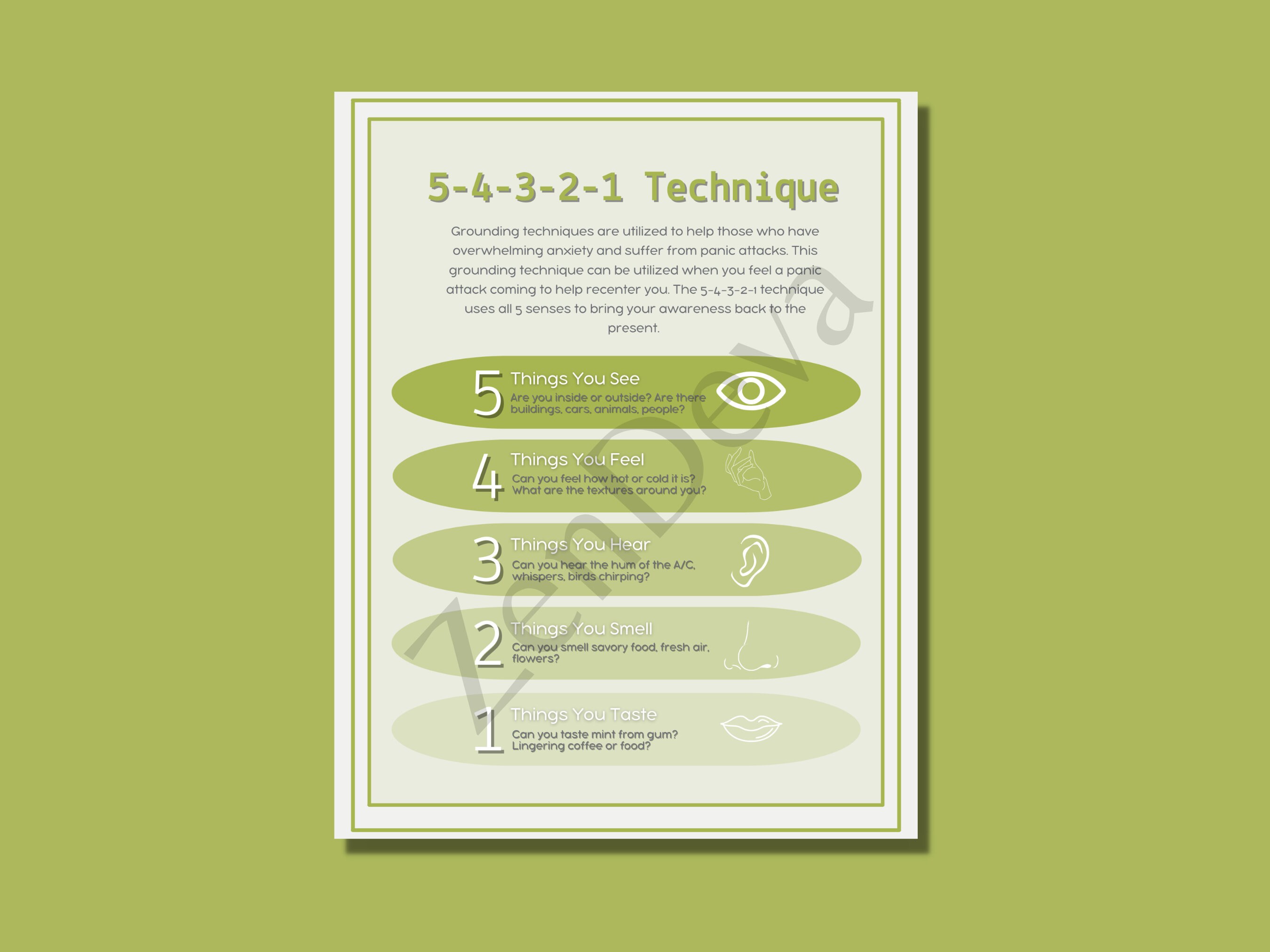 5-4-3-2-1 Technique Handout - Therapy Tool, Educational Handout - Etsy