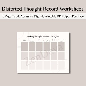 Werkblad Vervormde gedachten vastleggen - Werkblad Therapie