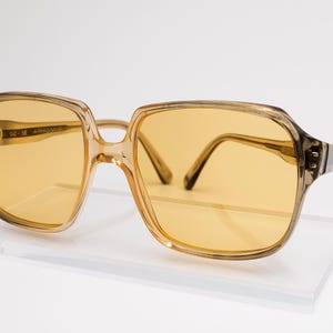 Vintage YSL Sunglasses 1970s | Armandia Model | Square Amber CR39 Lenses | Transparent Acetate | Unisex | NOS