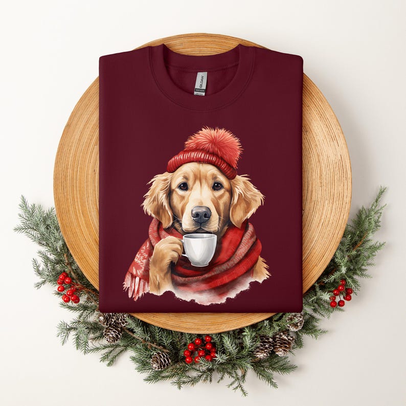 Golden Retriever Unisex Pullover Sweatshirt, Cute Dog Mom Coffee Lover