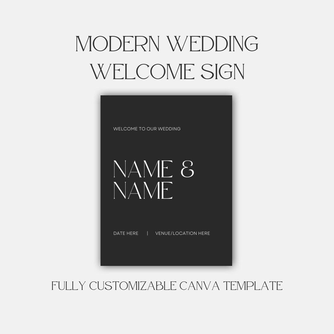 Modern Minimal Wedding Welcome Sign | Editable Canva Template | Wedding ...
