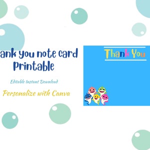 Tarjeta de agradecimiento de tiburón editable y descargable