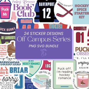 Pacchetto di adesivi romantici di hockey fuori dal campus, pacchetti di libri, adesivi per Kindle, laptop per amanti dei libri erotici PNG SVG