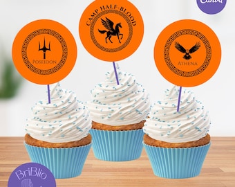 Percy Jackson Olympians Camp Half Blood Birthday Cupcake Topper  Canva Template, Party Decor for Demigods and Greek Mythology Lovers