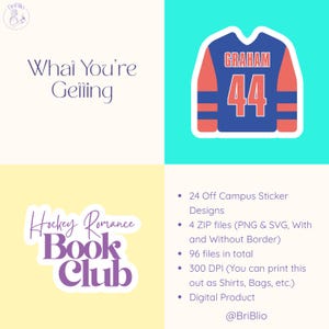 Off Campus Hockey Romance Sticker Bundle, Bookish Bundles Journal Kindle Laptop Stickers for Smut Book Lovers PNG SVG image 10