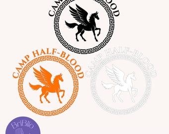 Pakiet logo Obozu Herosów w formacie SVG PNG, koszulka z motywem olimpijskim Percy'ego Jacksona z Long Island, prezent dla miłośników książek, półbogów