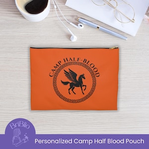 Percy Jackson Camp Half Blood Personalized Pouch Pencil Case Zipper Makeup Bag Canvas Cosmetic Bag Gift Demigods Greek Mythology Book Lover