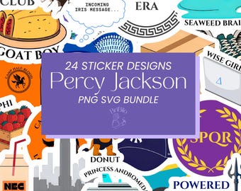 Percy Jackson Olympians Sticker Bundle, Camp Half Blood Riptide Greek Mythology PNG SVG