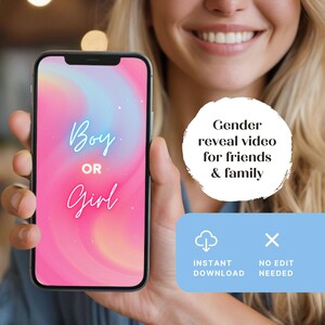 It&#39;s a Boy or Girl Gender Reveal Video | Baby Announcement | Instant Download | Digital Video Surprise | Baby news | Share family & friends