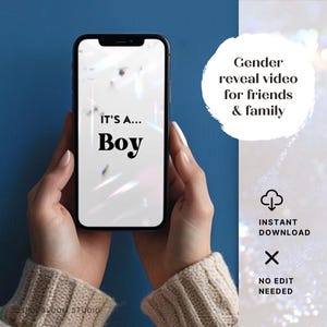It&#39;s a Boy or Girl Gender Reveal Video | Baby Announcement | Instant Download | Digital Video Surprise | Baby news | Share family & friends