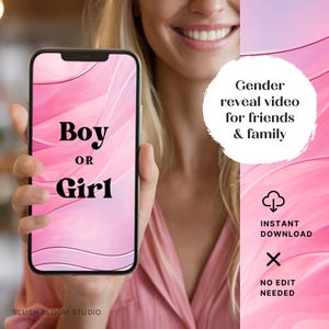 It&#39;s a Boy or Girl Gender Reveal Video | Baby Announcement | Instant Download | Digital Video Surprise | Baby news | Share family & friends
