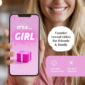 Gender Reveal Video | It’s a Boy or Girl | Baby Announcement | Instant Digital Download | Video Surprise | Baby news | Share with family