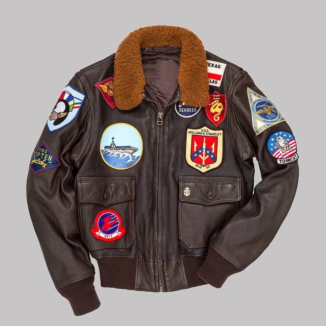 aviator jacket with patches