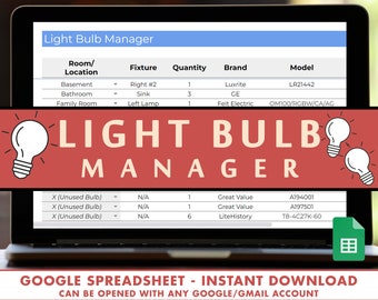 Glühbirnen-Manager Organizer und Tracker | Einfache Google Spreadsheet Vorlage