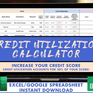 Kreditauslastungsrechner | Verfolgen Sie Kreditkarten mit einer einfachen Kalkulationstabellenvorlage | Google Sheets oder Excel | Bonität erhöhen
