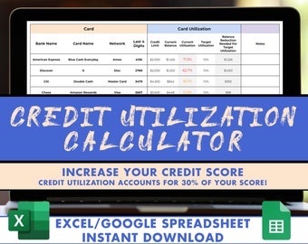 Kreditauslastungsrechner | Verfolgen Sie Kreditkarten mit einer einfachen Kalkulationstabellenvorlage | Google Sheets oder Excel | Bonität erhöhen