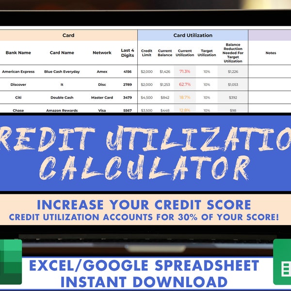 Credit Utilization Chart Sheets - Etsy