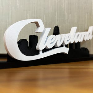 Cleveland Script W/ City Skyline Desktop Stand Sign Figure - Etsy
