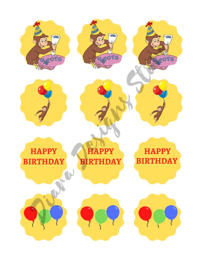 Curious Cupcake Toppers digital Etsy