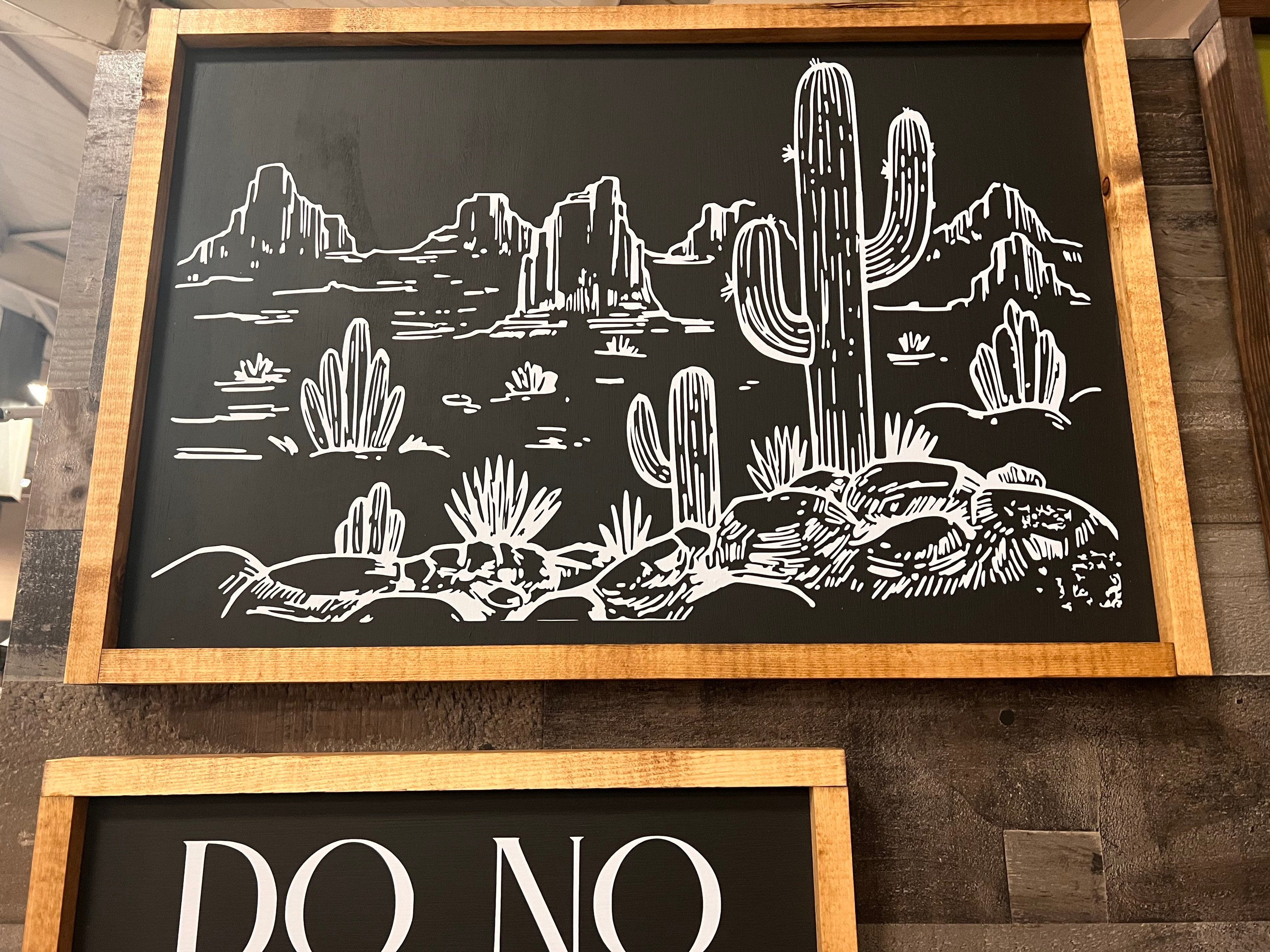 Rustic Cactus Sign Cactus Desert- Rustic Wood Sign - Etsy