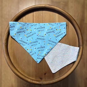It&#39;s My Barkday Blue / Reversible Over-the-Collar Pet Bandana / Gifts for Pet Owners / Dog Birthday / Pet Birthday / Pupcake / Pet Birthday