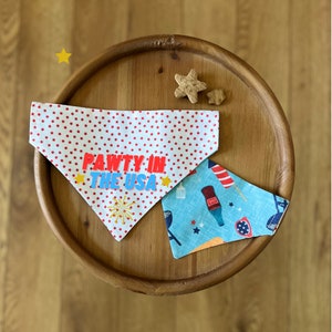 American BBQ Reversible Over-the-Collar Pet Bandana / Patriotic / America / Gifts for Pets / 4th of July / Gifts for Dog Moms / Dog Mama