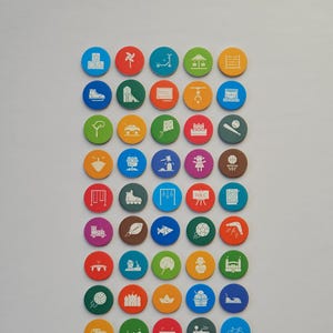 Mini flache runde Pappmagnete Kinder Aktivität Thema, für Whiteboard, Planer, Dekor, für zu Hause oder im Büro. Set aus 50 Magneten