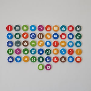 Mini flache runde Pappmagnete Tagesplaner Thema, für Whiteboard, Planer, Dekor, für zu Hause oder im Büro. Set aus 52 Magneten