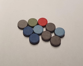 Micro flat round cardboard magnets in variouns colors, 5mm or 8mm, for whiteboard, planner, decor, for home or office use. Set of 10 magnets