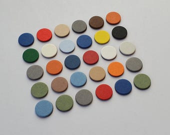 Mini flat round cardboard magnets in various colors and sizes, for whiteboard, planner, decor, for home or office use. Set of 10 magnets