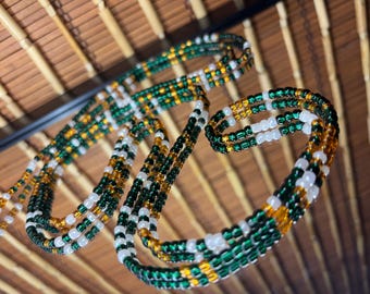 Emerald Green Waist Beads - Tie On Beaded Belly Chain