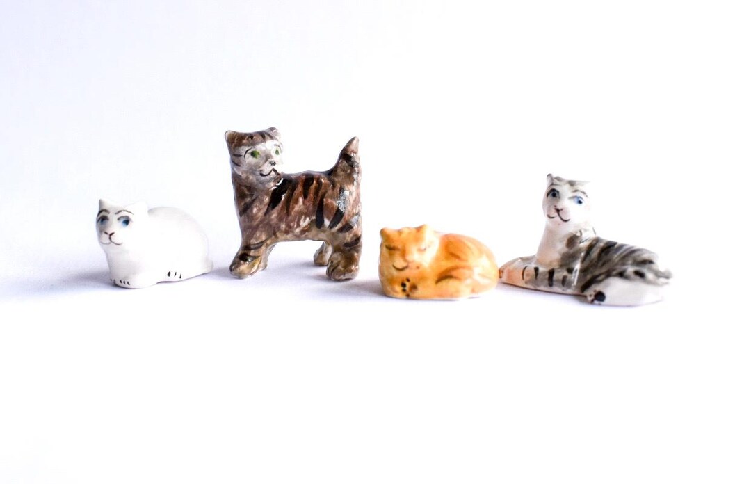 A Set of Four Porcelain Cats - Etsy