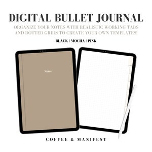 Digital Bullett Journal Goodnote / Plantillas Digital Bullett Journal / Cuaderno Digital Con Pestañas / Tonos de Color Neutros