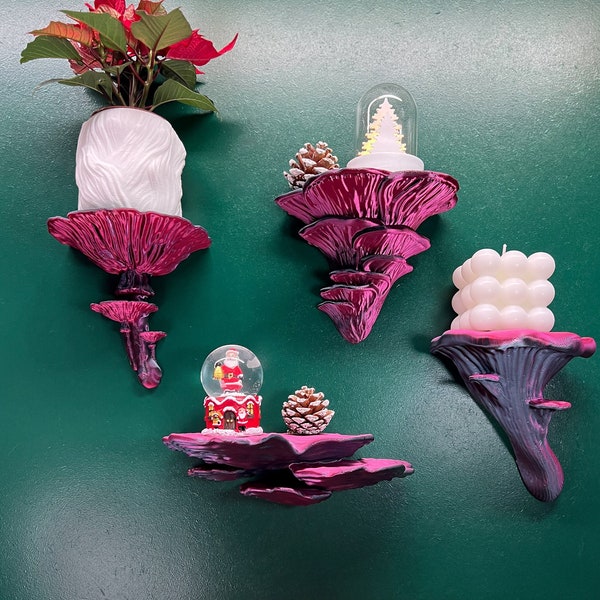 Christmas Wandregal Geschenk-Set + GRATIS Blumentopf der Witchy Mushroom Kollektion als schwebendes Regal für die Wand und Wohnzimmer Deko