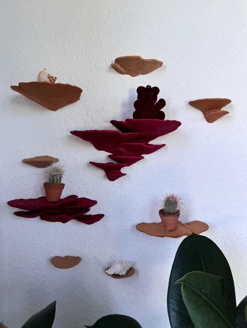 Mushroom Wall Shelf Set of 9 Turkey Tail – Floating Mushroom Shelves Nature Decor | Shelf Set | Handmade in Germany image 3