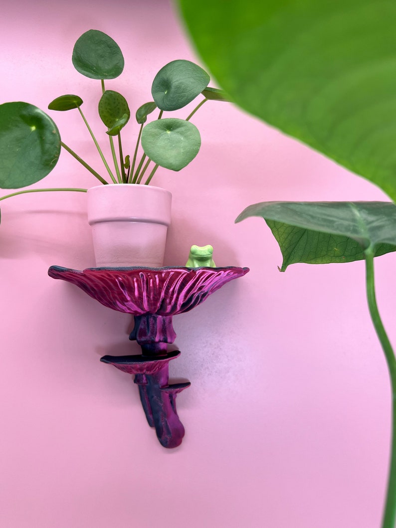 Floating Mushroom Shelf Amanita – Witchy Decor Halloween Decor | Goblincore Fairycore Mushroom Wall Shelf | Dark Academia Handmade image 9