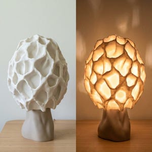 Mushroom Table Lamp, Morel 3D Printed Light with Honeycomb Texture, Unique Home Decor by Roomberry image 8