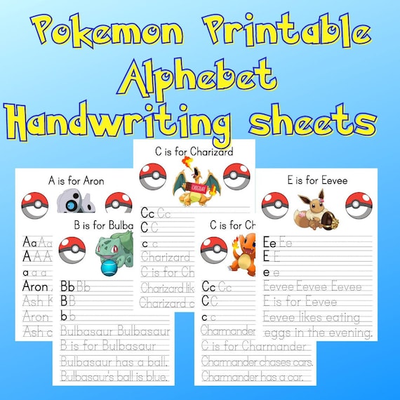 Printable Pokemon Handwriting Alphabet Activities Worksheet Etsy
