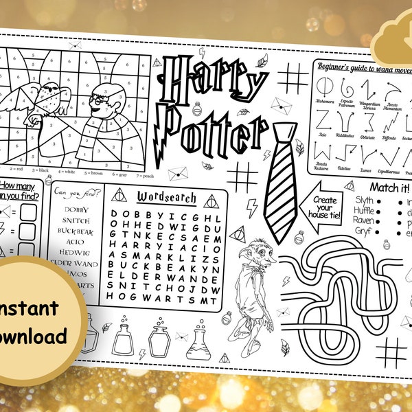 Magical Activity Sheet for All Occasions - Wizard School Fun - Printable Instant Digital Download