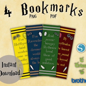 Unlock the Magic with Colorful Quotes in Wizarding School Colors Bookmarks. Hand or Machine Cut. PDF/PNG Instant Download.