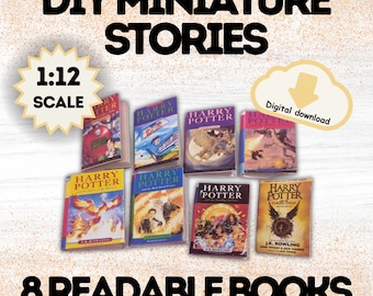 Wizard-Themed Miniature Book Set - 1:12 Scale Digital Download, DIY Printable Mini Books for Dollhouse Enthusiasts