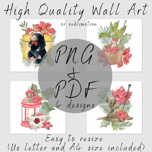 Enchant Your Space with Magical Christmas Creatures: Instant Download Printable Wall Art. PDF/PNG, A4 & US Sizes.