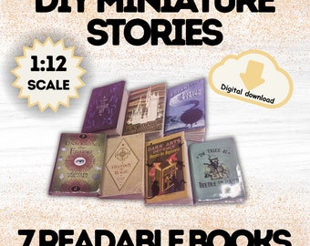 Enchanted Miniature Book Collection - 1:12 Scale Digital Download, DIY Printable Miniature Spellbook Set