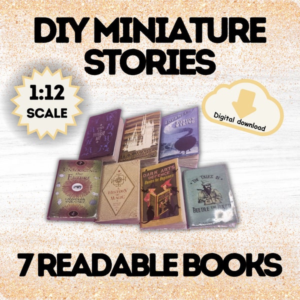 Enchanted Miniature Book Collection - 1:12 Scale Digital Download, Printable Miniature Spellbook Set, DIY Magical Tome Kit for Dollhouses