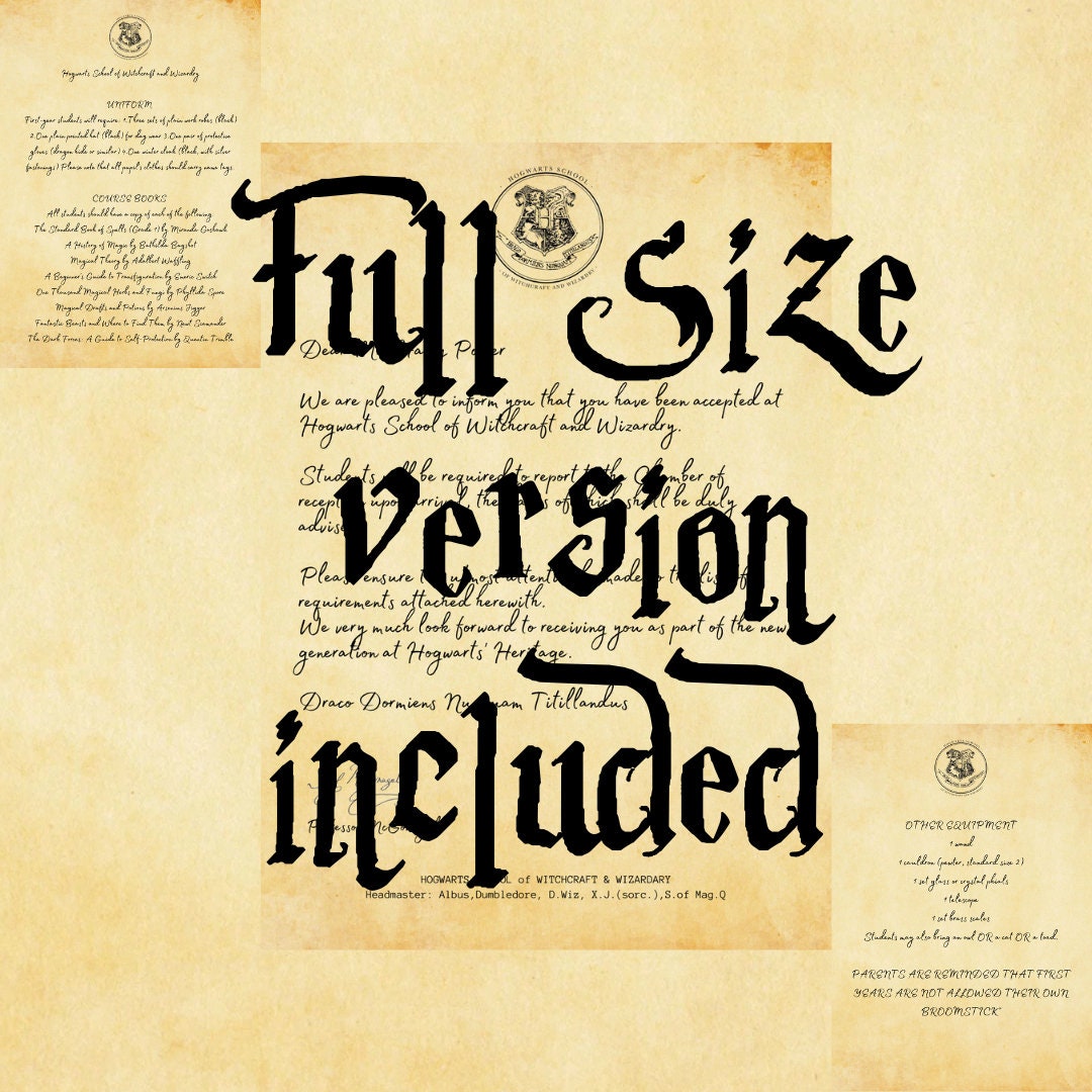Printable Magical School Acceptance Letter. Instant Download in 2 Sizes