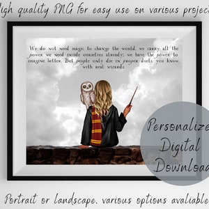 Enroll in Wizard School: Personalized Best Friend Gift, Custom Family/Couple Portrait. Capture Magical Moments in 24hrs. Includes Animals.