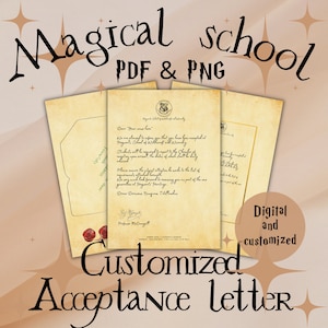 Experience the Magic! Customized Wizarding School Acceptance Letter. Personalize Your Own Magical Journey. Instant Download and Printable.