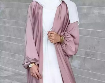 Abaya Eid Dress Islamic Cardigan Robe With Pocket Belt Thickened