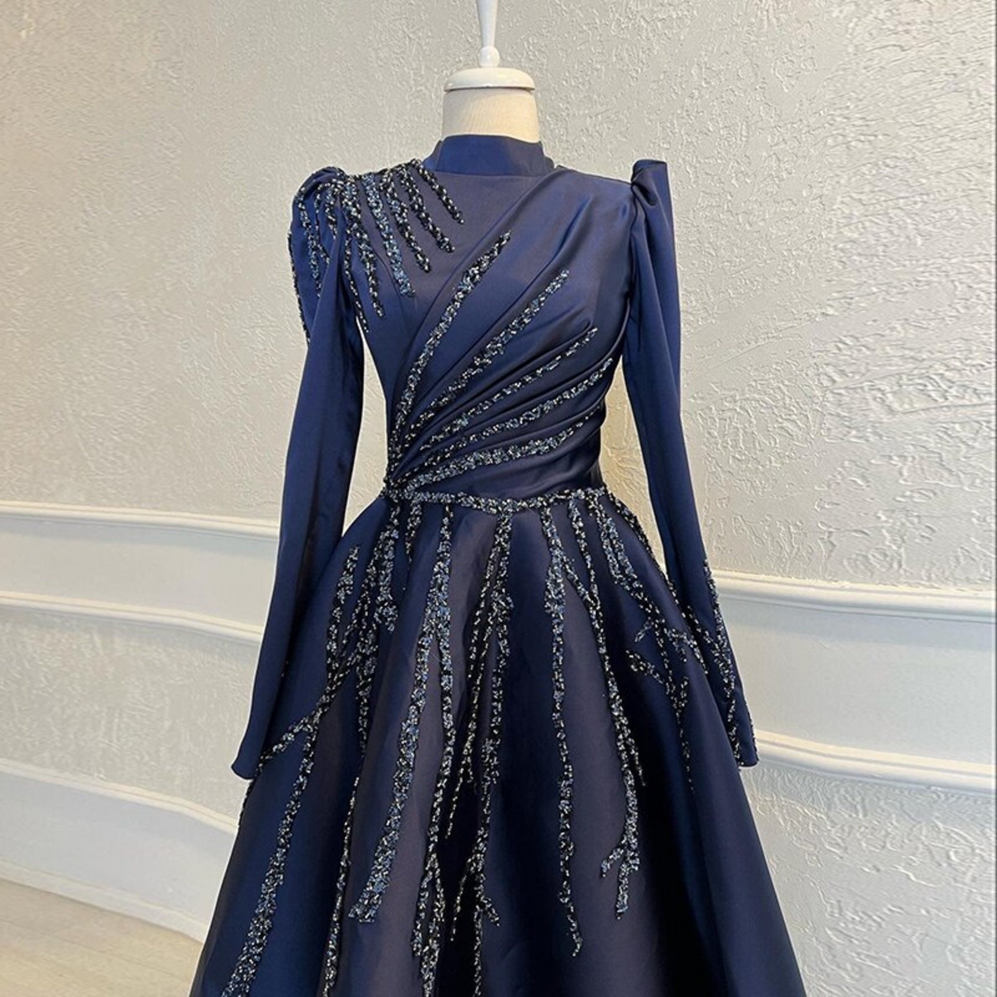 Blue Tulle Wedding Dress Luxury Beaded Blue Prom Dress Ball - Etsy