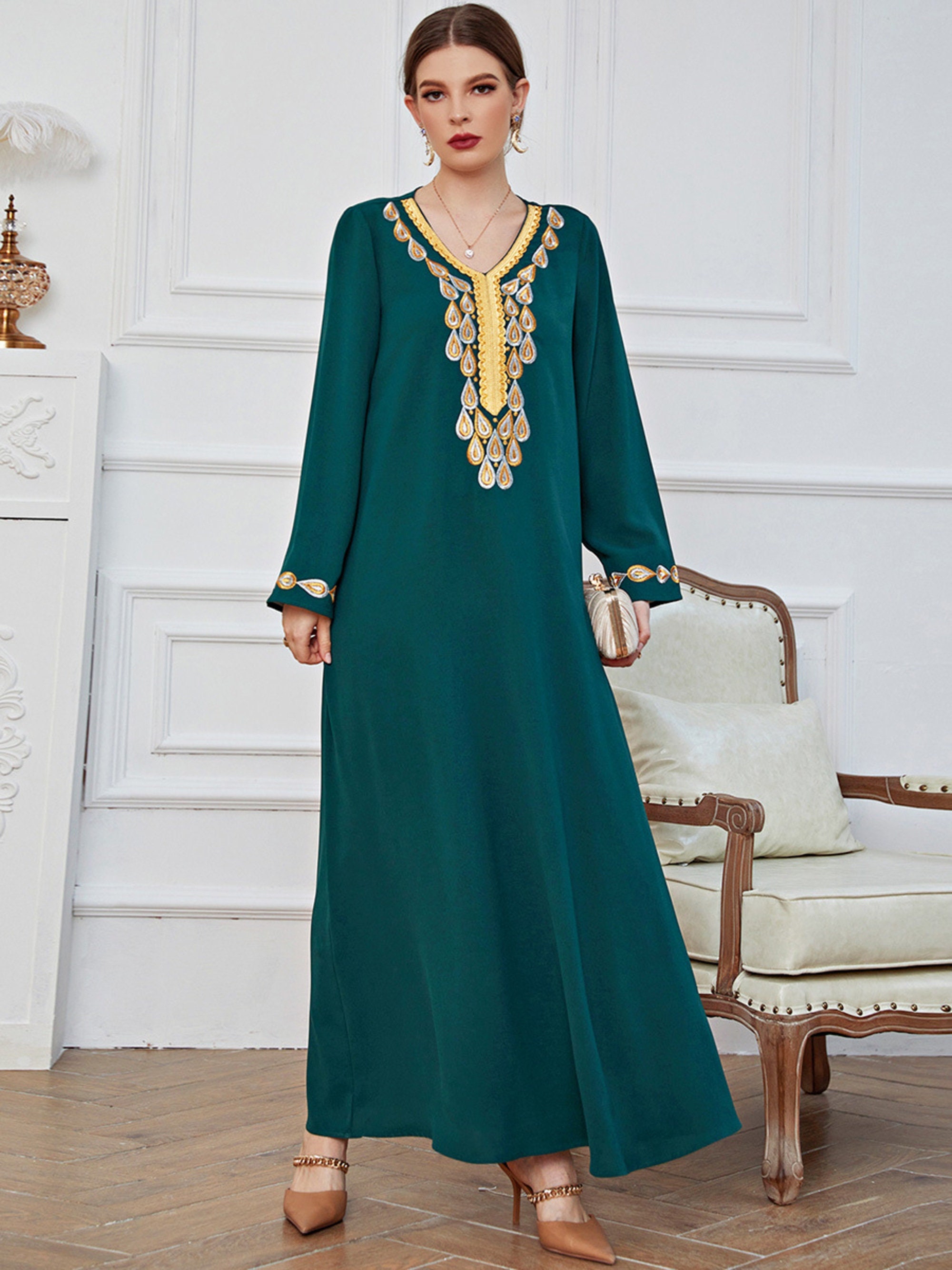 Eid Mubarak Women's Long Dress Abaya Dubai Caftan - Etsy